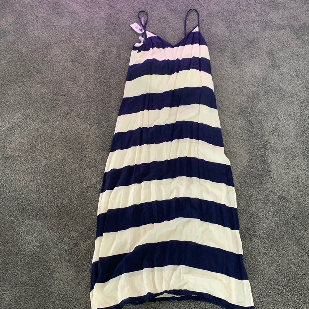 VIX Paula Hermanny Navy Blue and White Dress